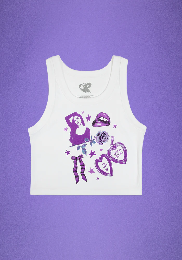 spill ur GUTS on tour crop tank in white - Image 3